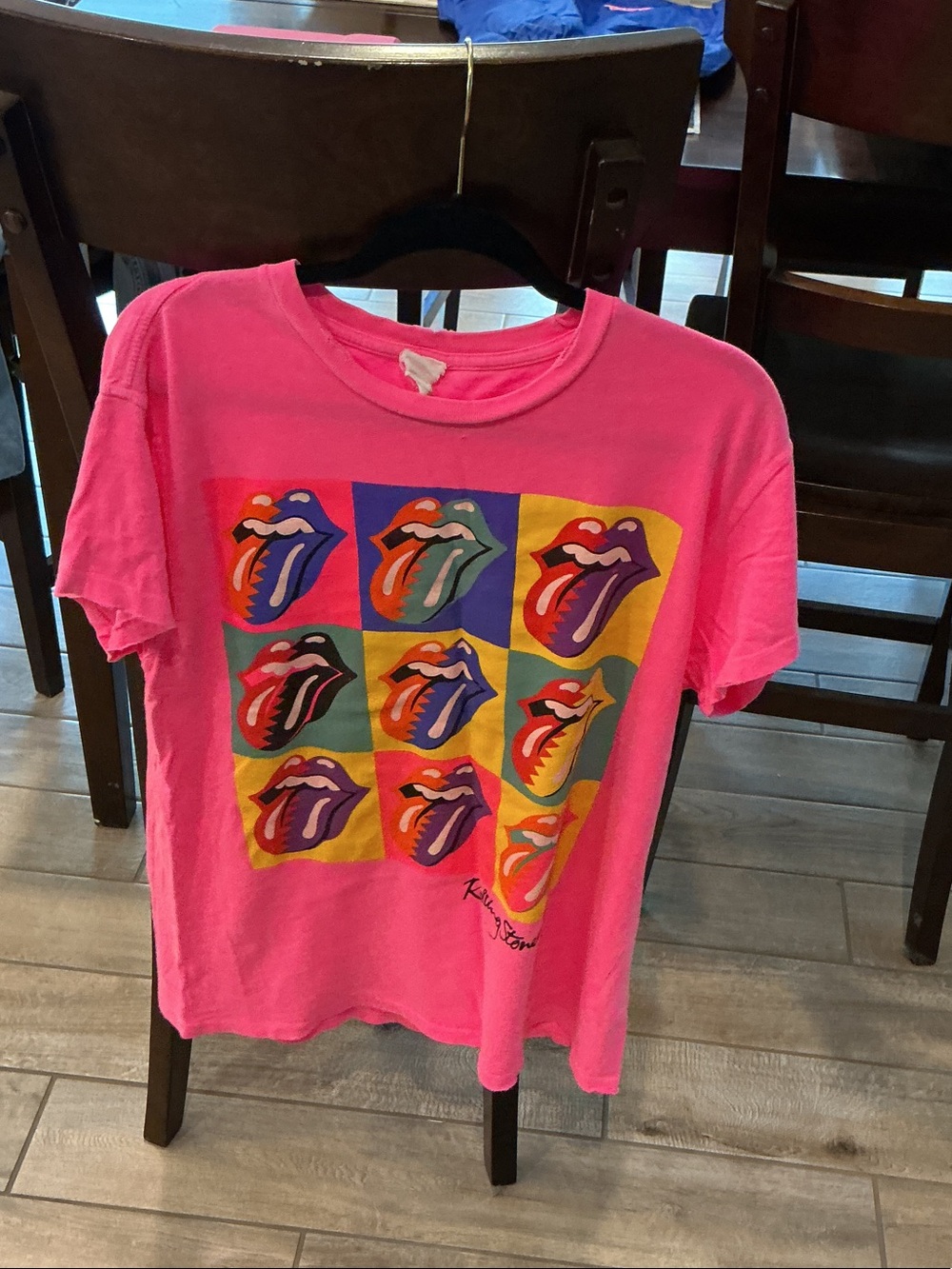 MadeWorn Hot Pink Short Sleeve Tee with Multicolor Pop Tongue Graphic